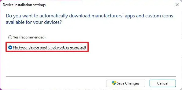  گزینه No (your device might not work as expected) را انتخاب نمایید.